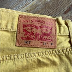 Levi's mustard yellow 501 denim jeans
